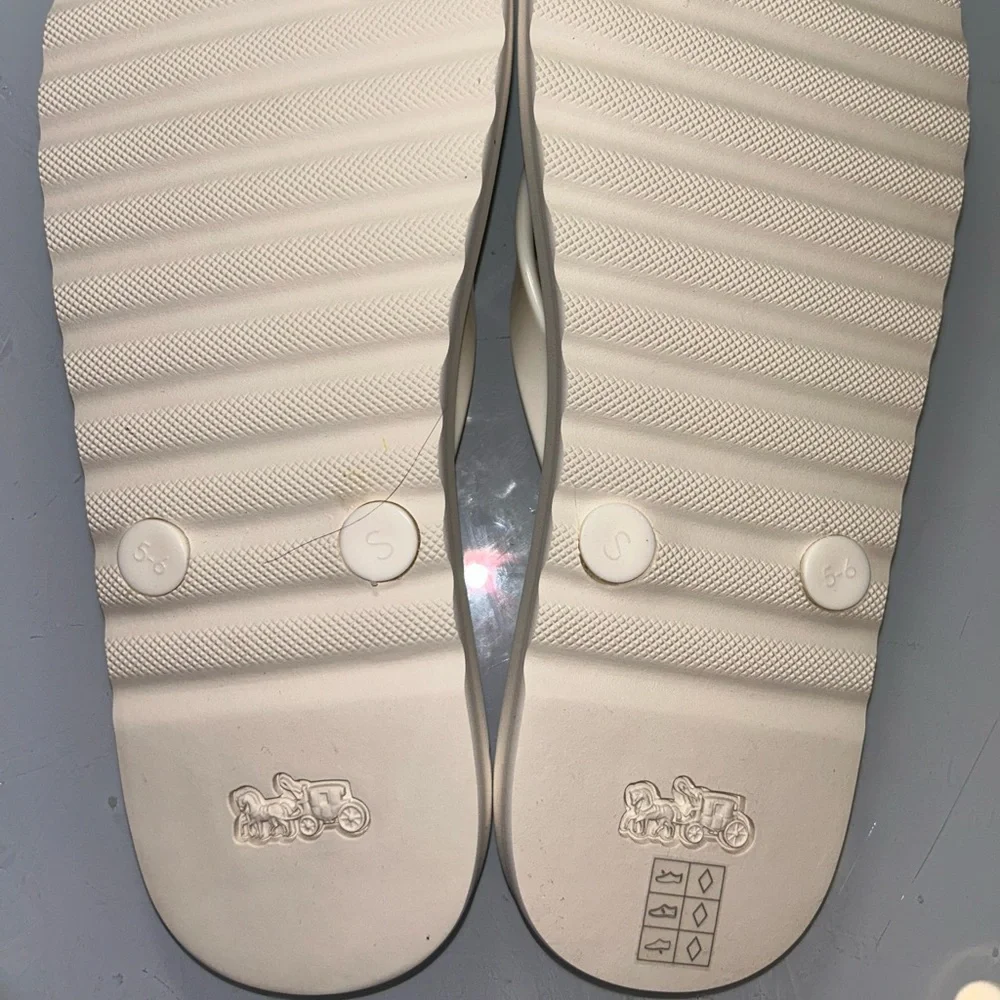 Coach White Strawberry Print Flip Flops